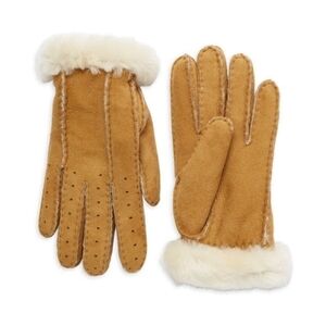 UGG Chestnut Perforated Shearling Gloves
